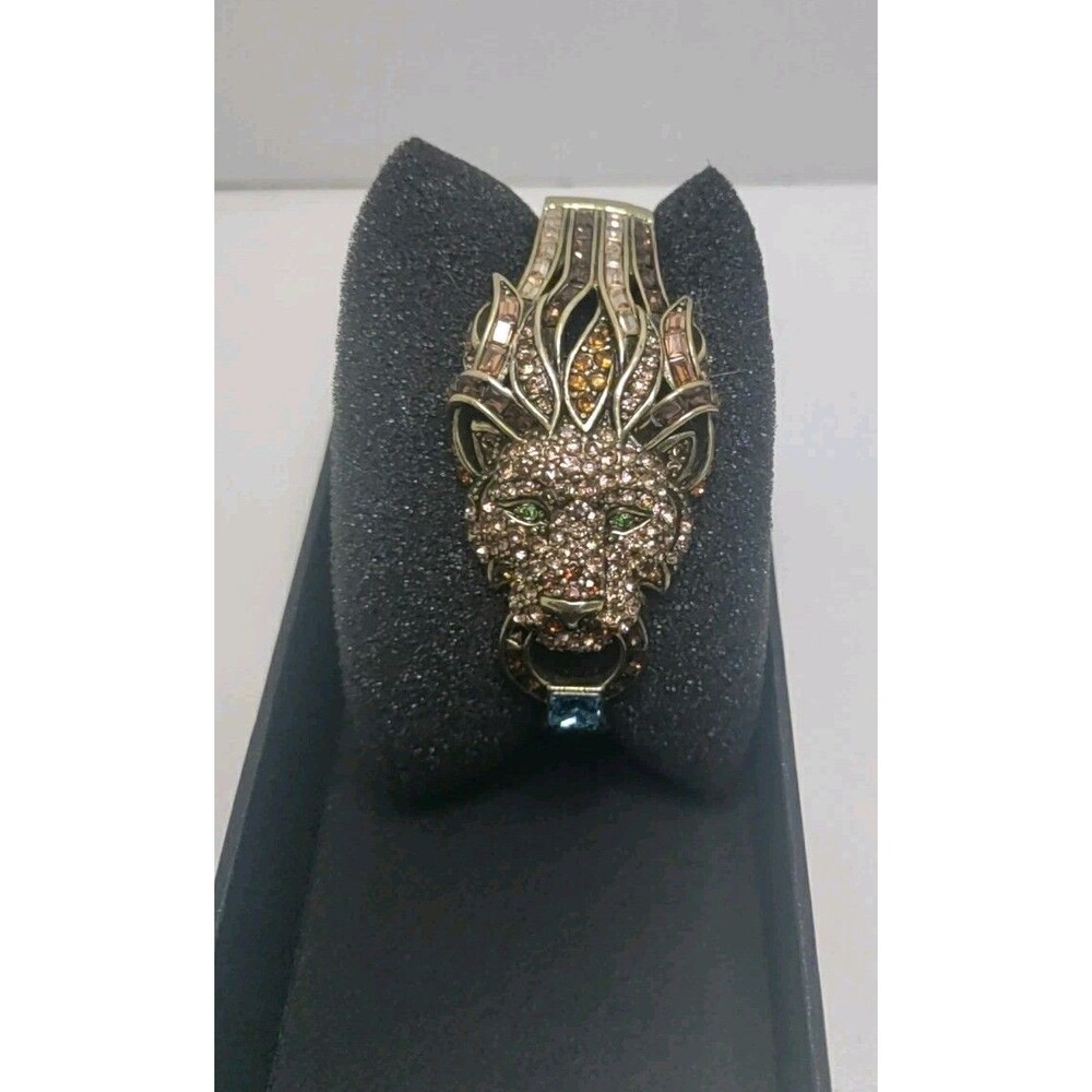 HEIDI DAUS "ME WOW" Crystal Beaded Lion Cuff Bracelet Gorgeous 7- 7.5